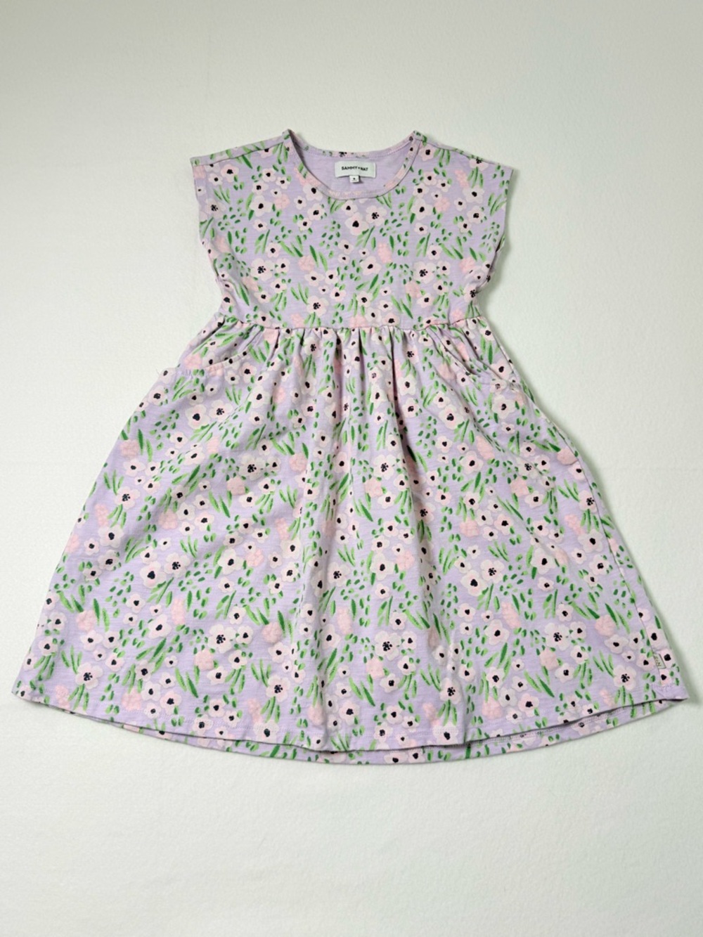 Sammy + Nat Lilac Floral Dress with Pink and Green